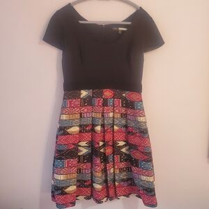 Plenty By Tracy Reesee Tribal Print Pleated Dress Sz 4 Coquette Party Preppy